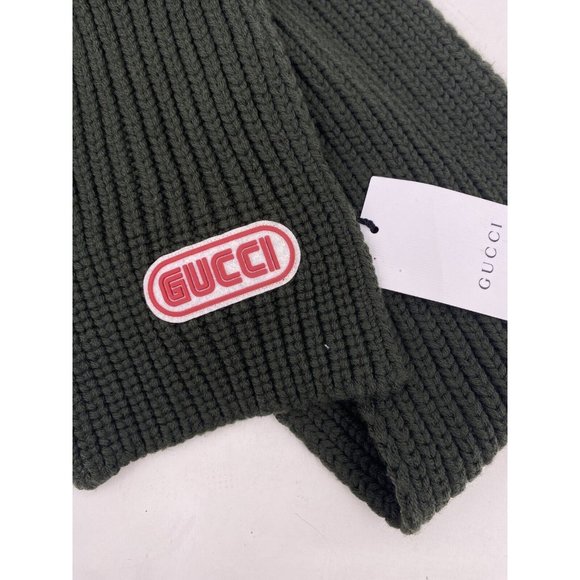 GUCCI Muffler Green Wool Scarf Size 15x180 cm. Made In Italy (B8) - Picture 1 of 8